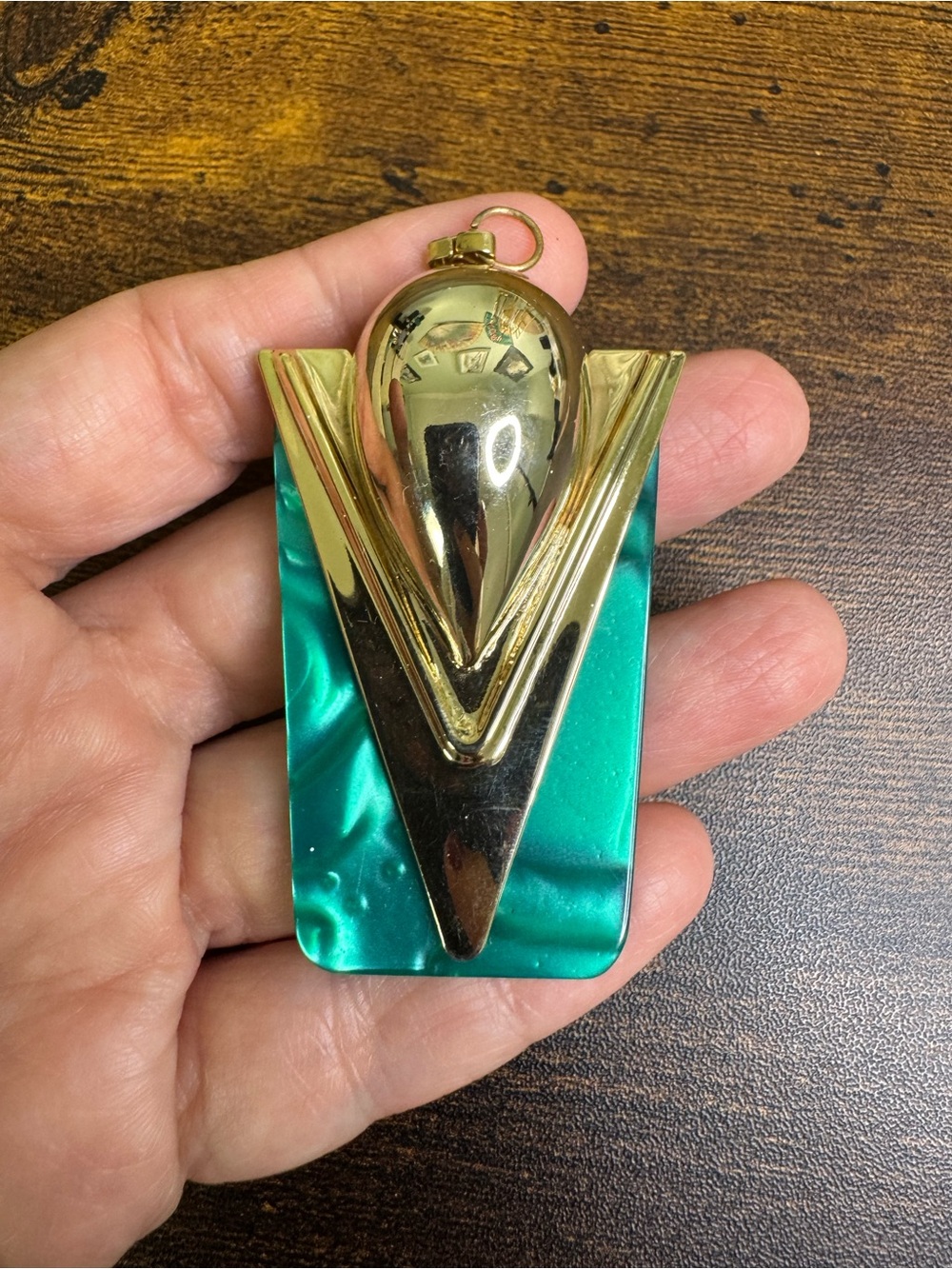 Vintage Gold and Teal Statement Pendant